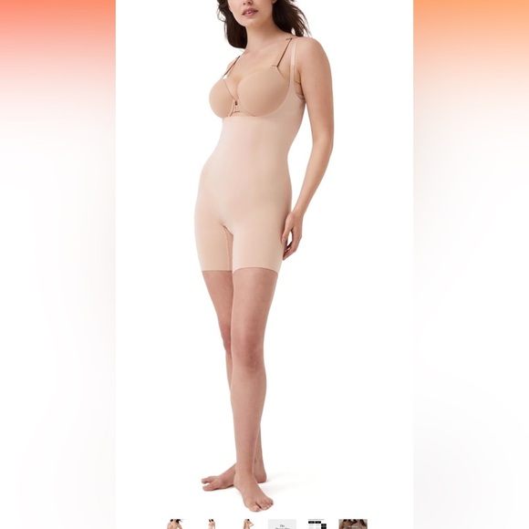 SPANX OnCore Open-Bust Mid-Thigh Bodysuit  Sculpt Shaper Level 3 Compression - Picture 2 of 11
